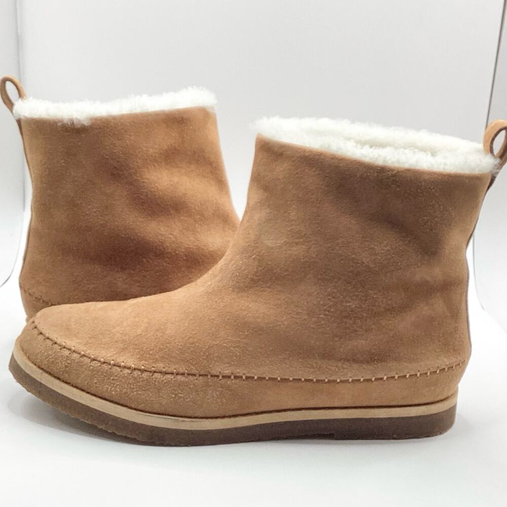 Jenni Kayne Saddle Brown Suede Ivory Shearling Moc Boot 39 9 NWOB - Picture 9 of 12